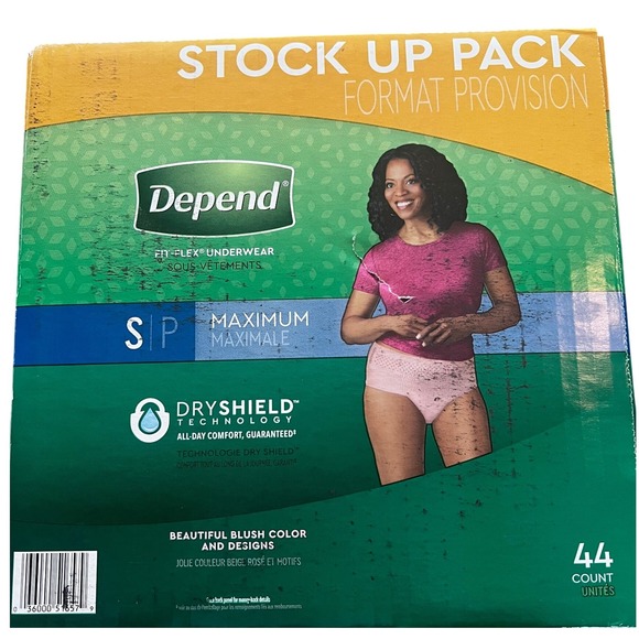 Depend Fit-Flex Underwear for Women, Maximum‎ Absorbency, Small, 44 Count - Picture 1 of 4